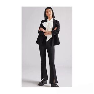 Anthropologie Maeve Size 6 Black Slit Split Front Flared Ponte Pant  NEW